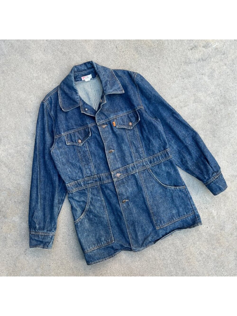 Vintage 70's Men's Levi's Orange Tab Denim Chore Coat Jacket Size Large